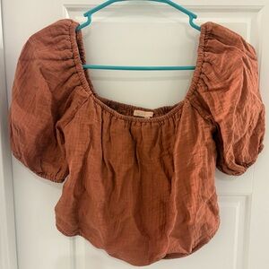 Women’s Revolution Terracotta Puff Sleeve Blouse Size Medium